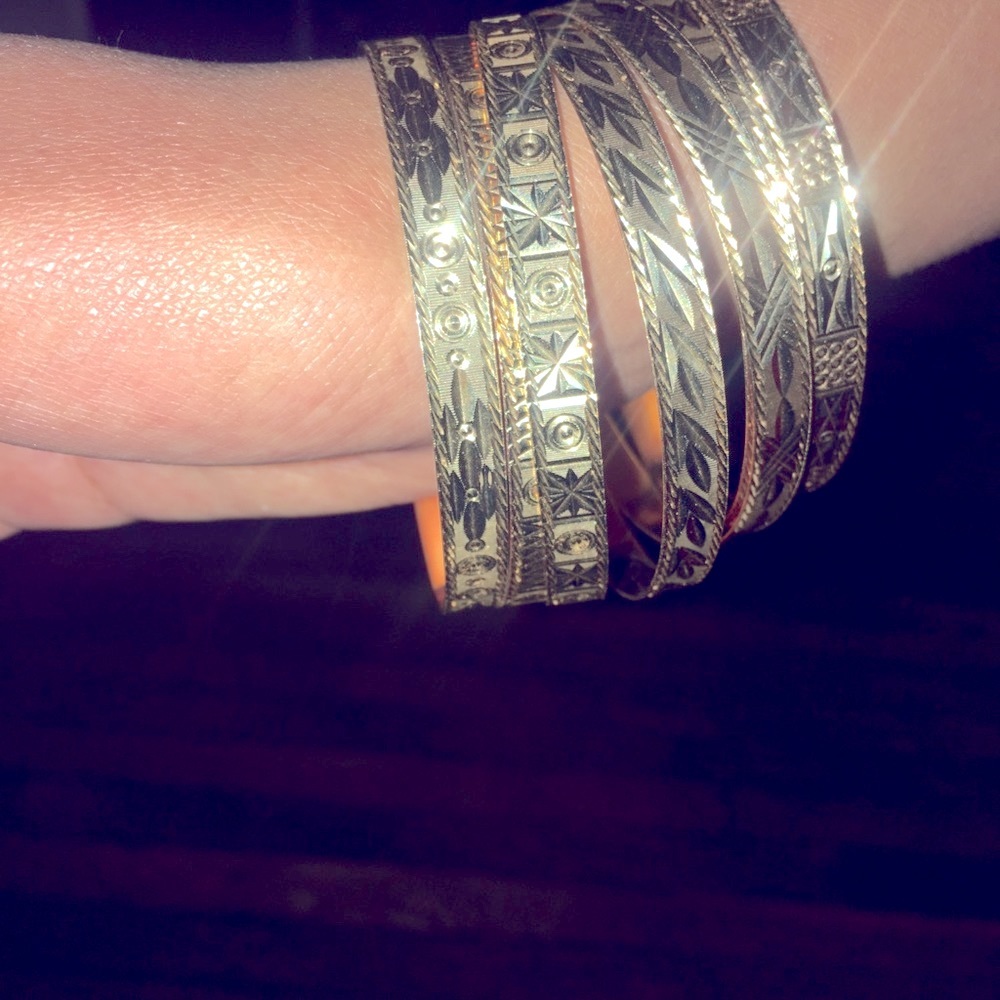 18k solid gold 7 days bangles set - Picture 8 of 9